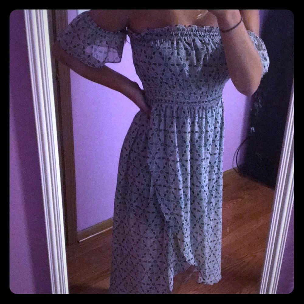 Off the shoulder, high low dress